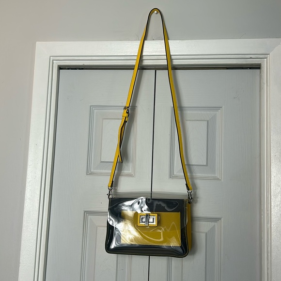 🌟T TAHARI ASL🌟Transparent Yellow and Black Crossbody Stadium Bag. - Picture 2 of 8